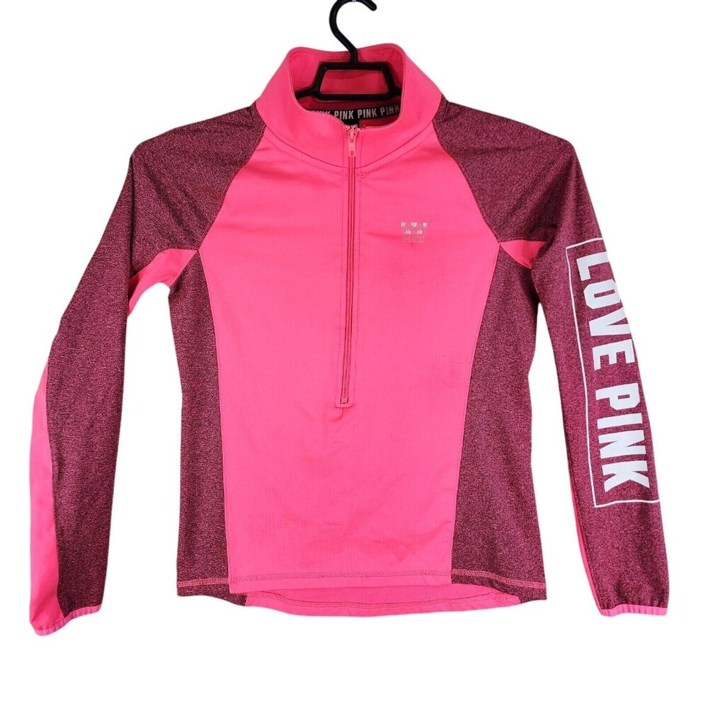 Womens Victoria Secret Love Pink Ultimate Sweatshirt 1/2 Zip Mock Neck Size M